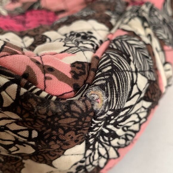 Vera Bradley Mocha Rouge Brown Pink Ecru Floral Quilted Crossbody Shoulder Bag - Picture 9 of 15